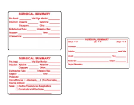 Veterinary Surgery Labels