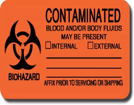 Biohazard Contaminated Blood Label