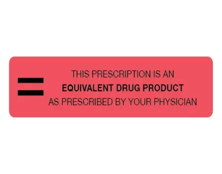 Auxiliary Label, Equivalent Drug