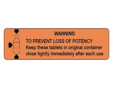 Auxiliary Label, Prevent Loss of Potency