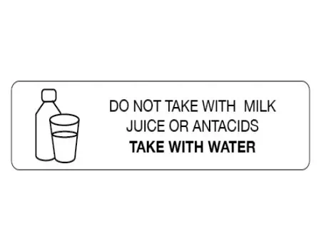 Auxiliary Label, Do Not Take With Milk