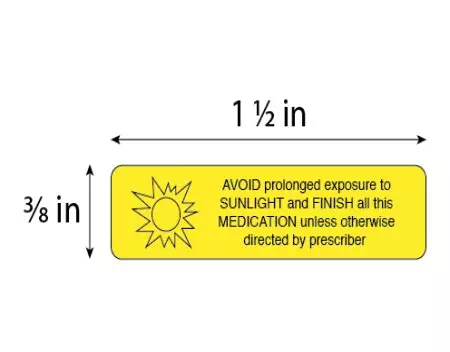 Finish all Medication & Avoid Sunlight Auxiliary Label