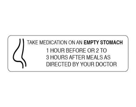 Auxiliary Label, Take Medication on Empty Stomach