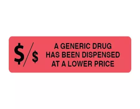 Auxiliary Label, Generic Drug has been dispensed at Lower PR