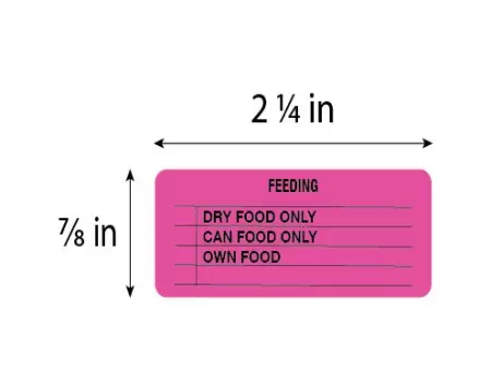 Label, Feeding - Dry Food Only/Can Food Only/Own Food