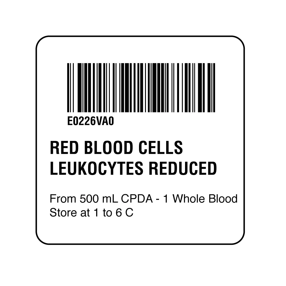 ISBT 128 Red Blood Cells Leukocytes Reduced