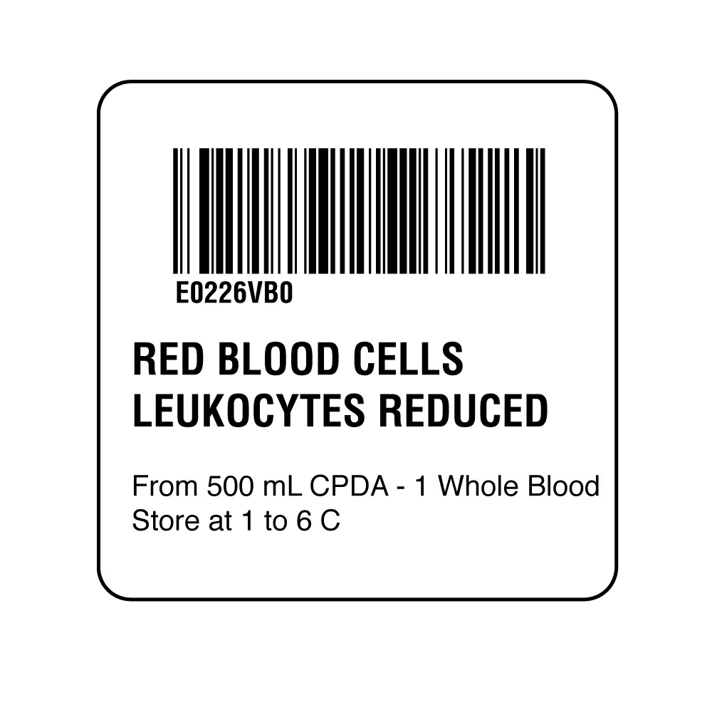 ISBT 128 Red Blood Cells Leukocytes Reduced
