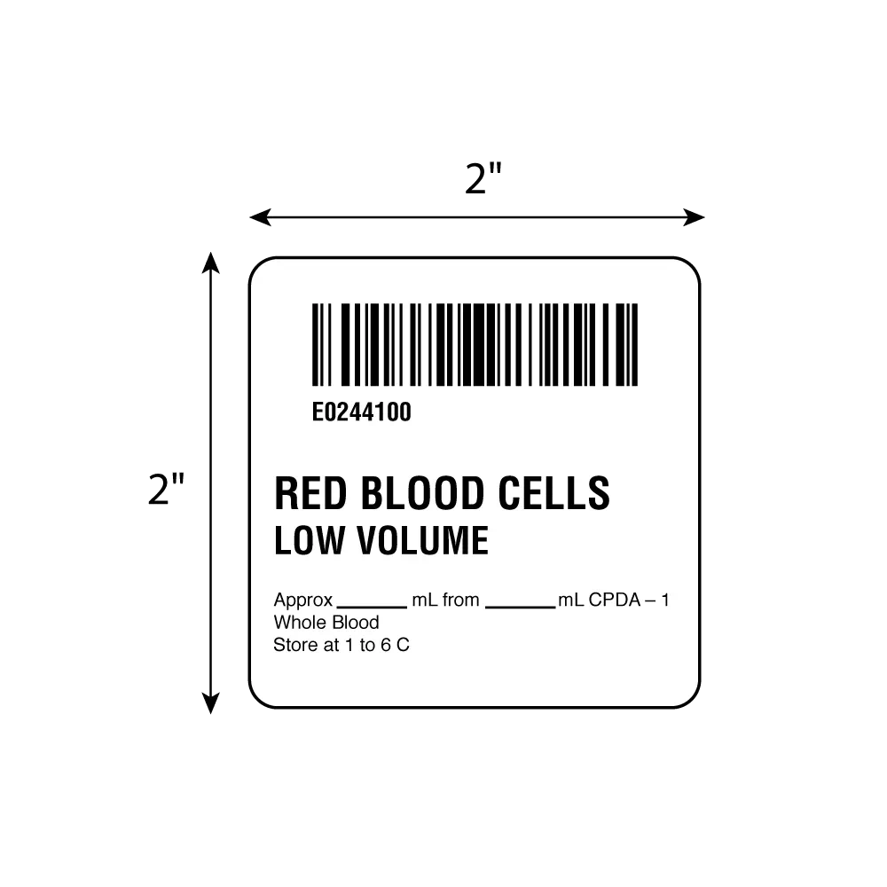 ISBT 128 Red Blood Cells Low Volume