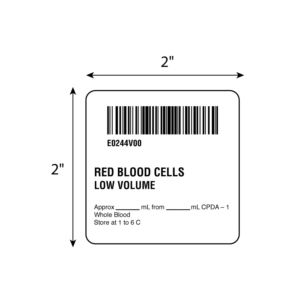 ISBT 128 Red Blood Cells Low Volume