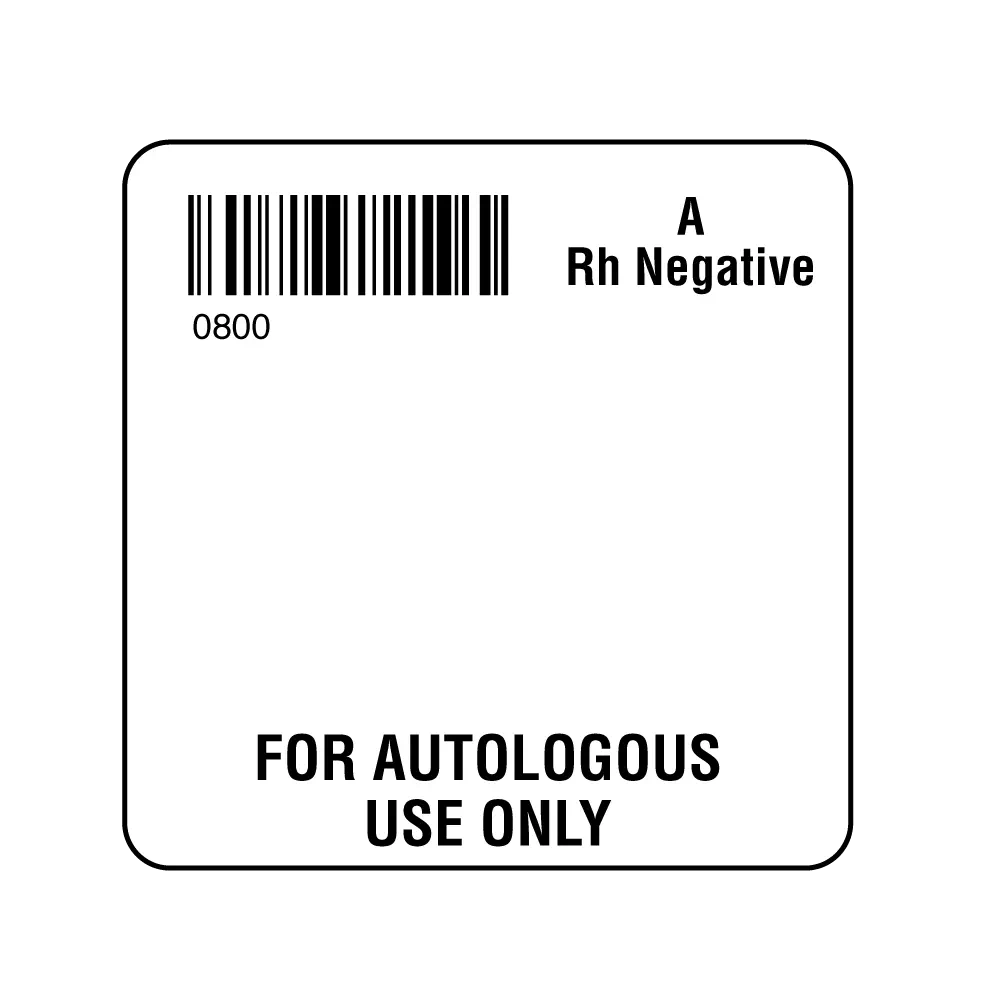 ISBT 128 A Rh Negative For Autologous Use Only
