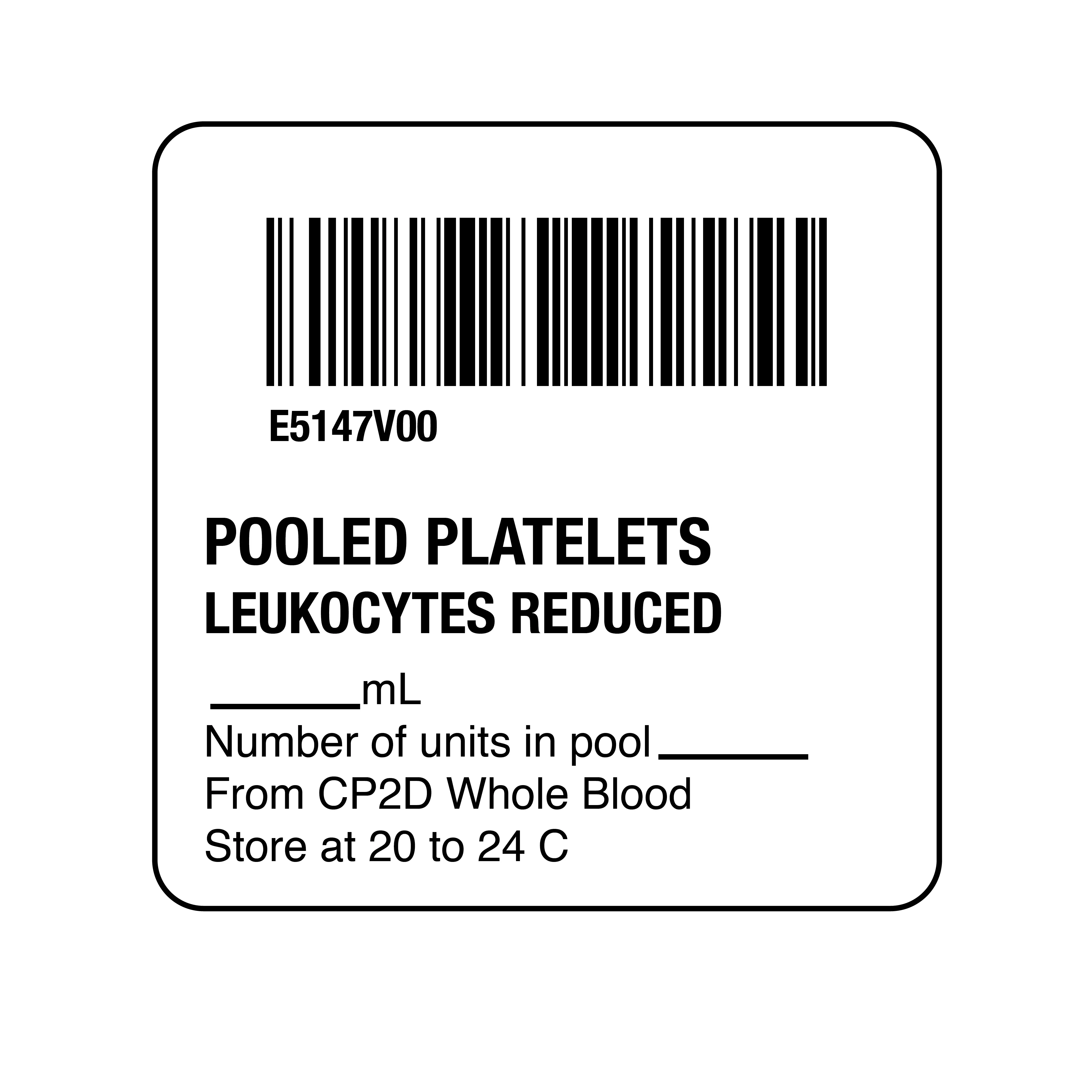 ISBT 128 Pooled Platelets Leukocytes Reduced