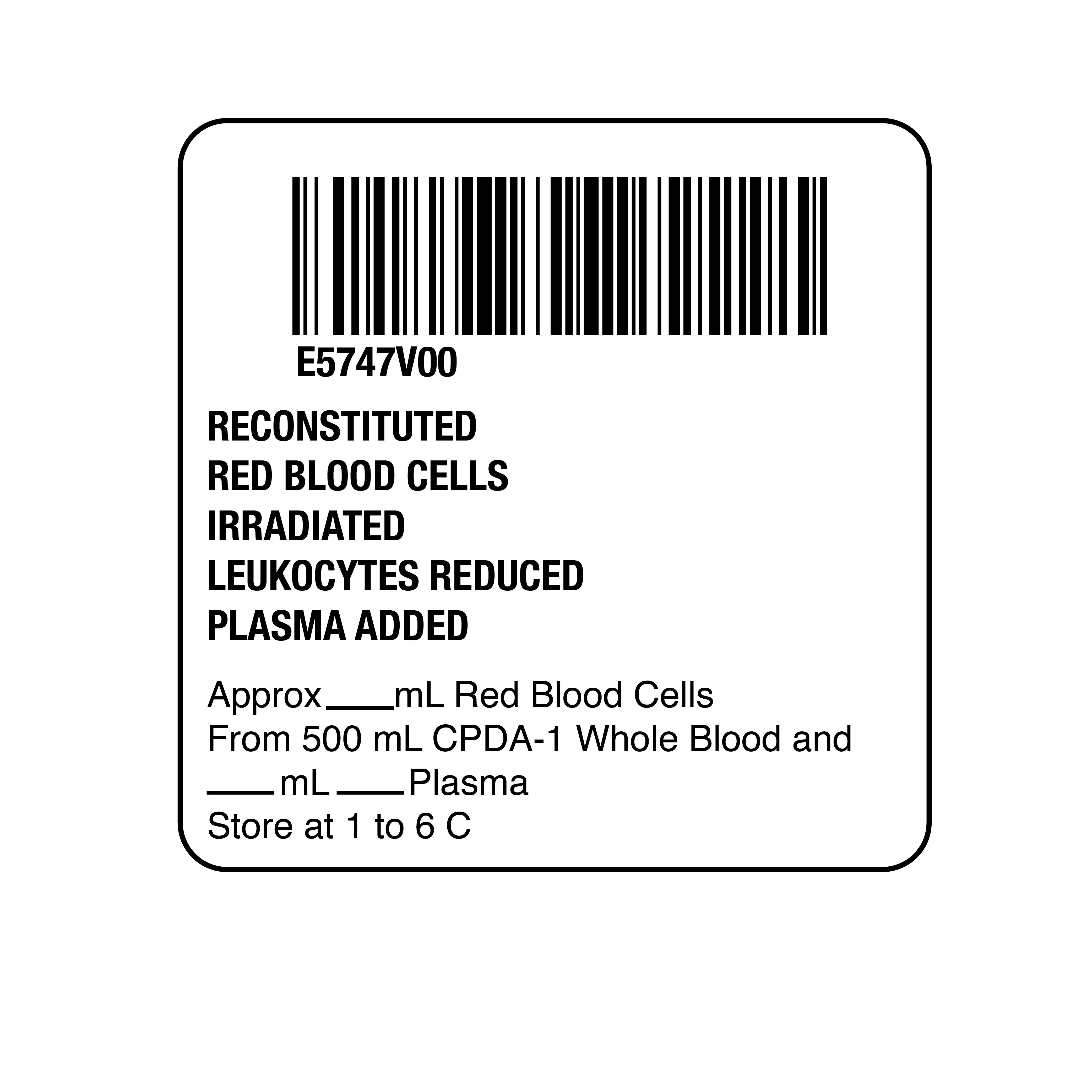 ISBT 128 Reconstituted Red Blood Cells Irradiated