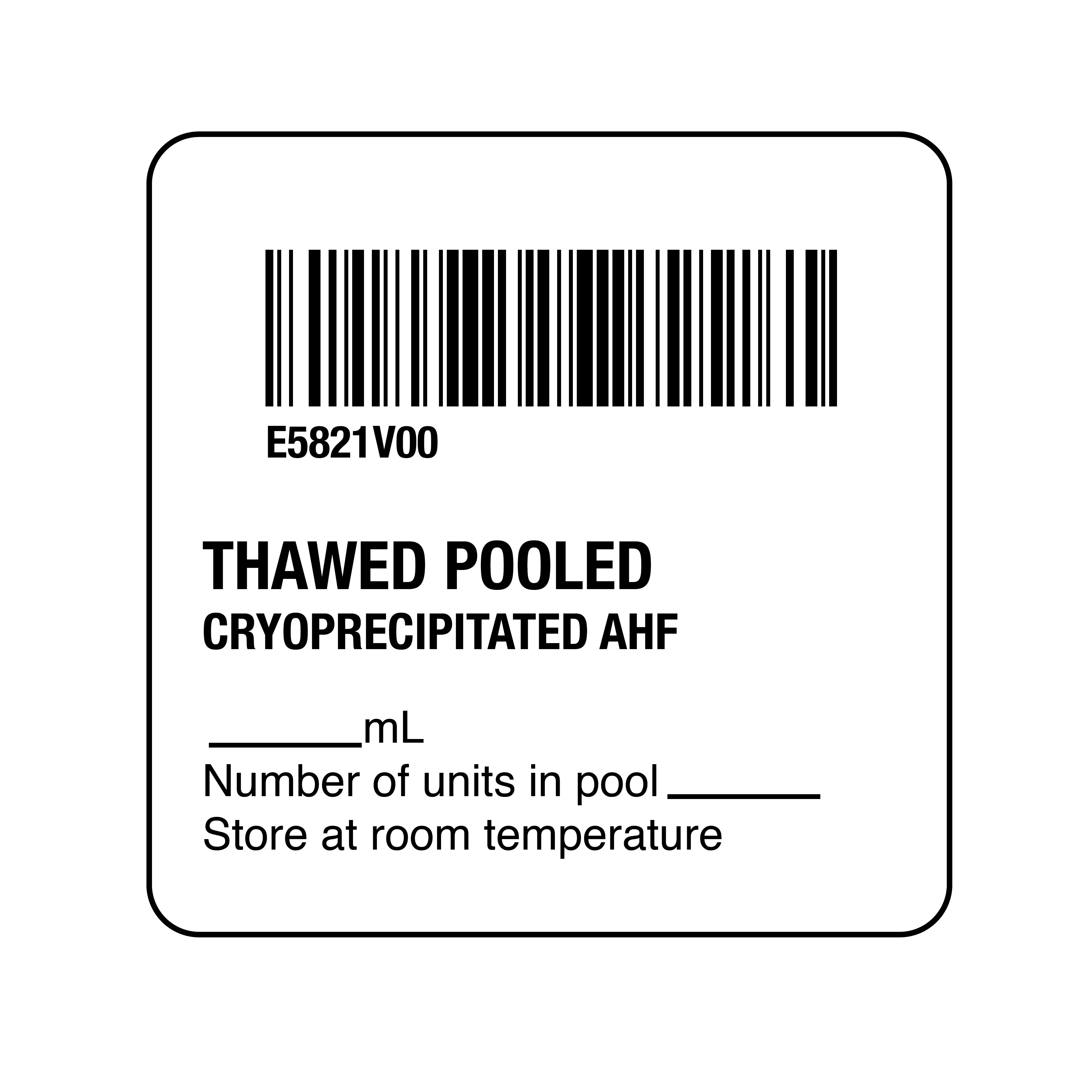 ISBT 128 Thawed Pooled Cryoprecipitated AHF