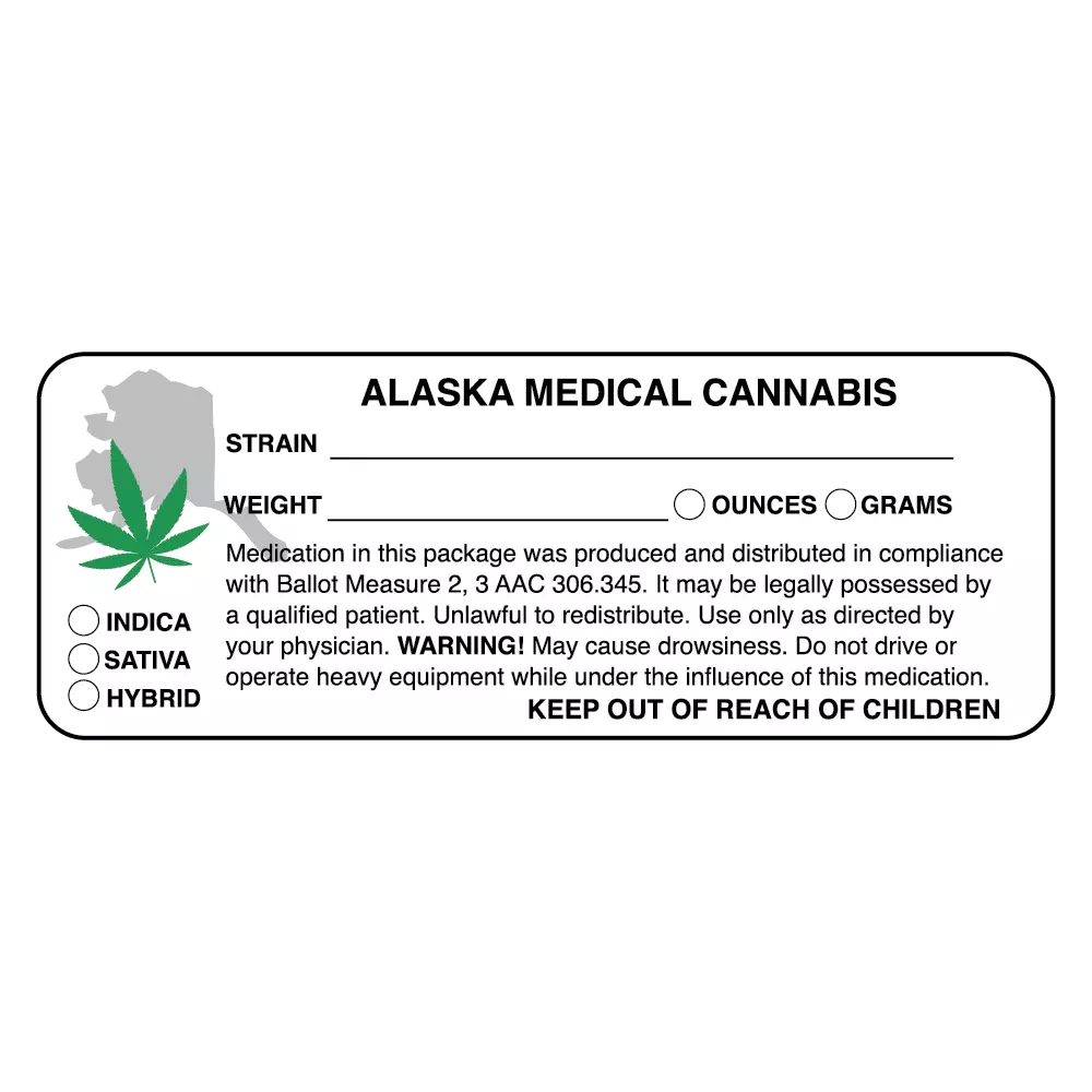 Alaska State Medical Cannabis Compliance Label