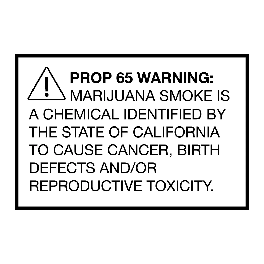 California Emergency Regulation Label w/ Prop 65 Warning
