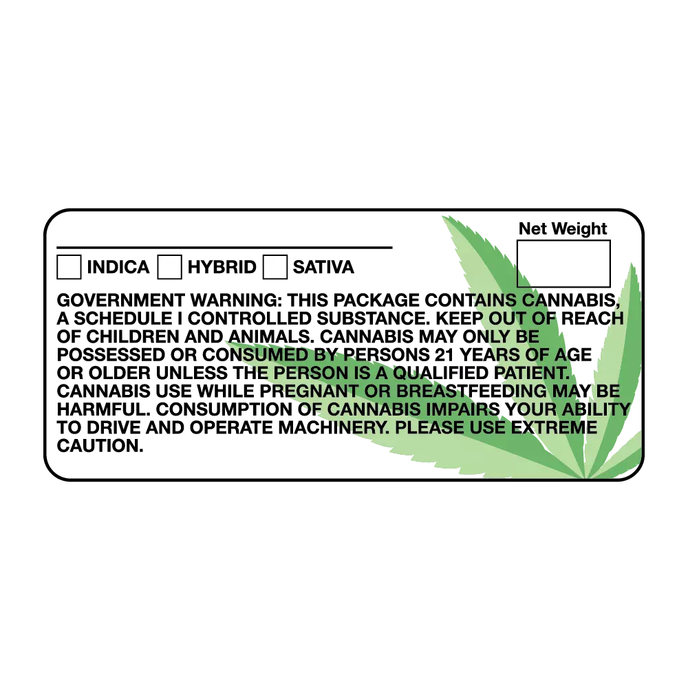 CA MAUCRSA Warning Labels for Cannabis (Leaf Design)