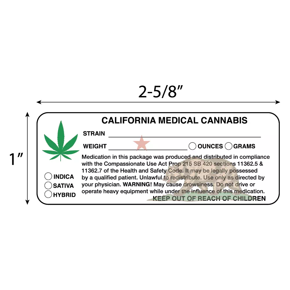 California State Compliance Label w/ Bear Logo