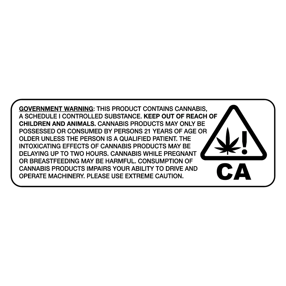 California RX Medical Compliant Government Warning Label