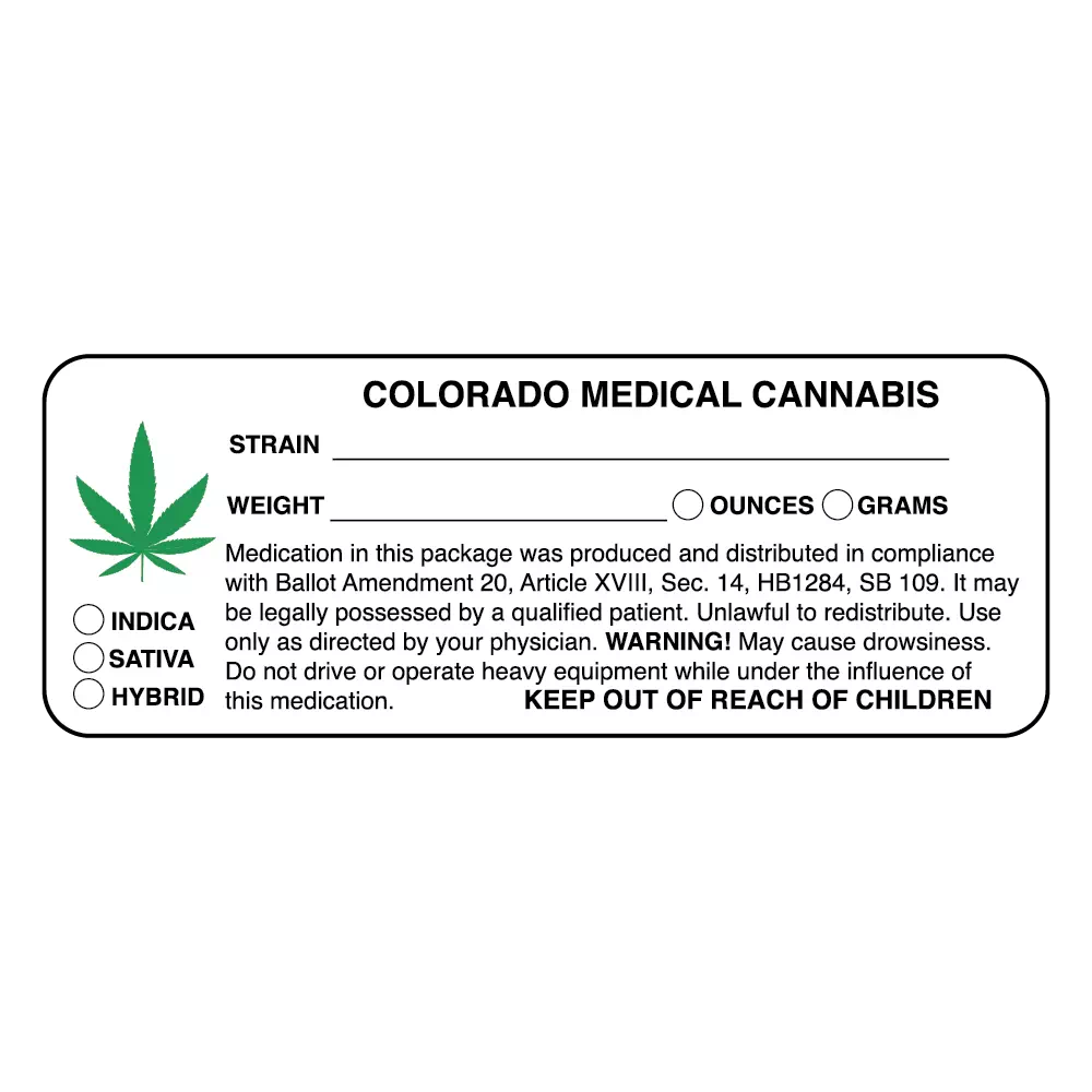 Colorado State Medical Cannabis Compliance Label