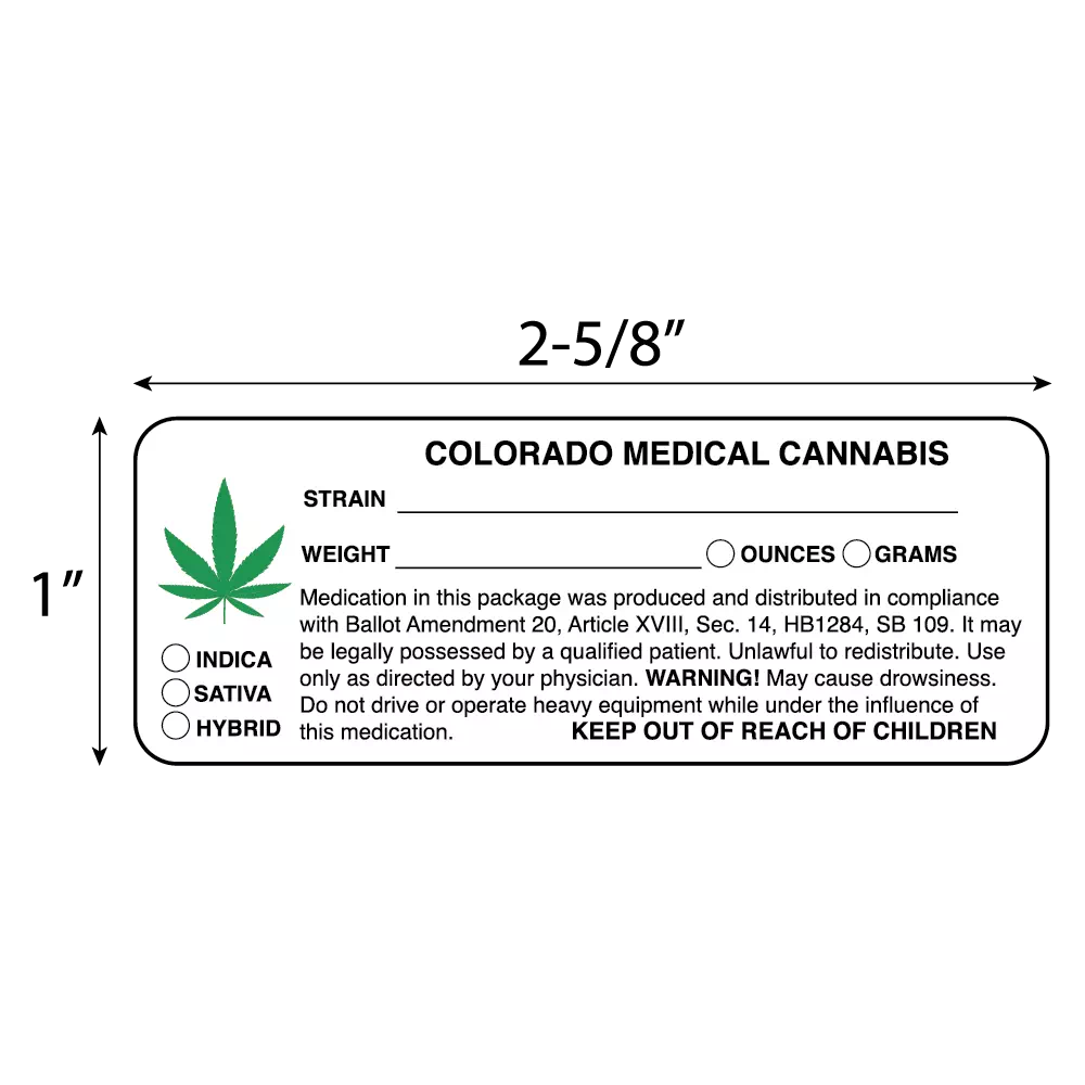 Colorado State Medical Cannabis Compliance Label