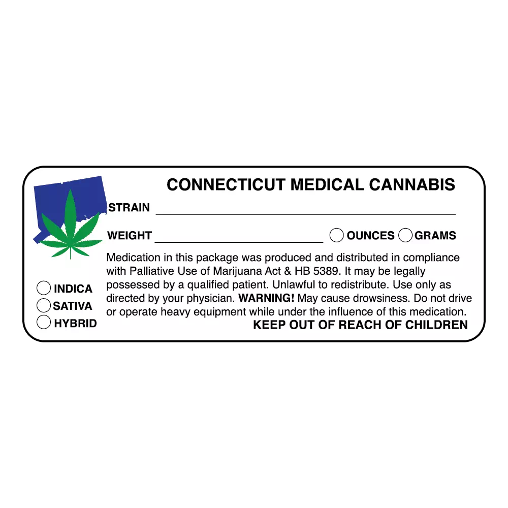 Connecticut State Medical Cannabis Compliance Label