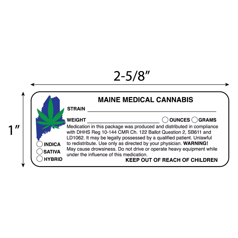 Maine State Medical Cannabis Compliance Label