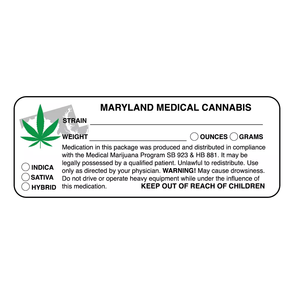 Maryland State Medical Cannabis Compliance Label