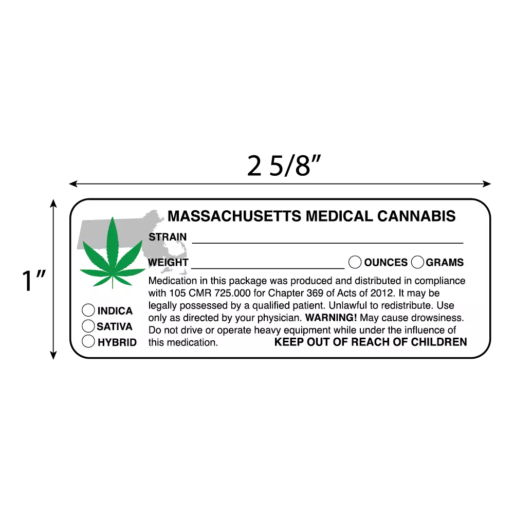 Massachussetts State Medical Cannabis Compliance Label