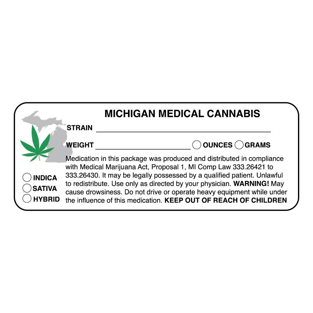 Michigan State Medical Cannabis Compliance Label