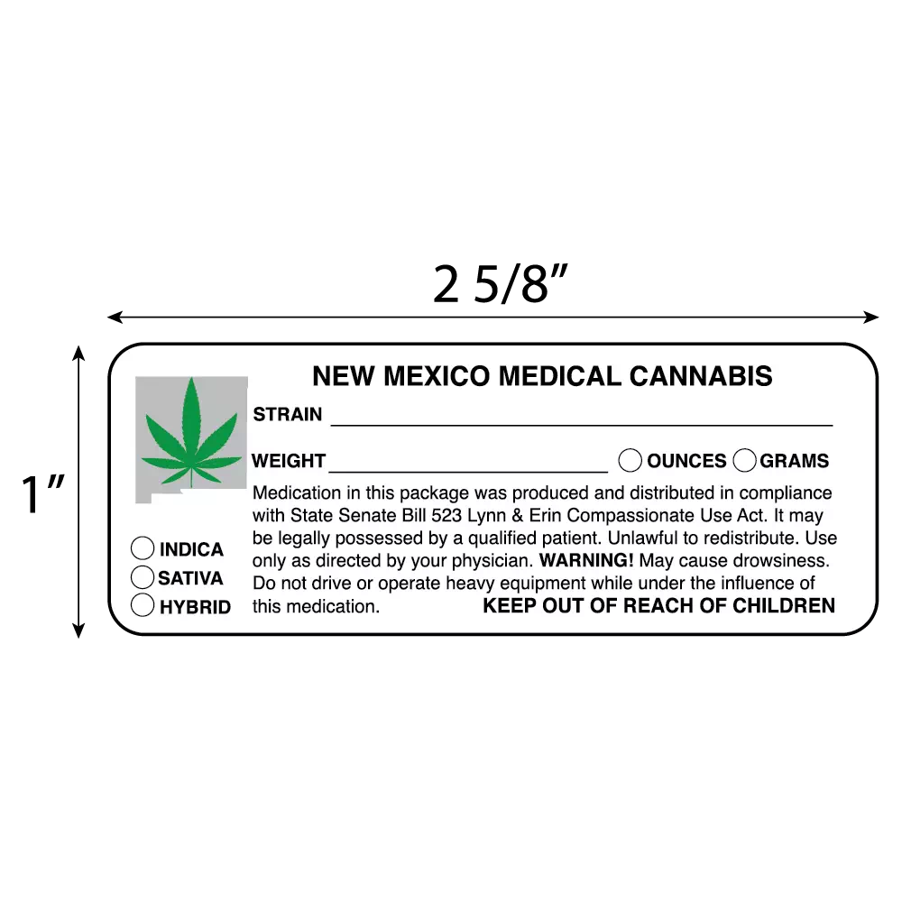 New Mexico Medical Marijuana Compliant Labels