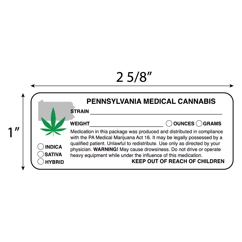 Pennsylvania Medical Marijuana Compliant Labels