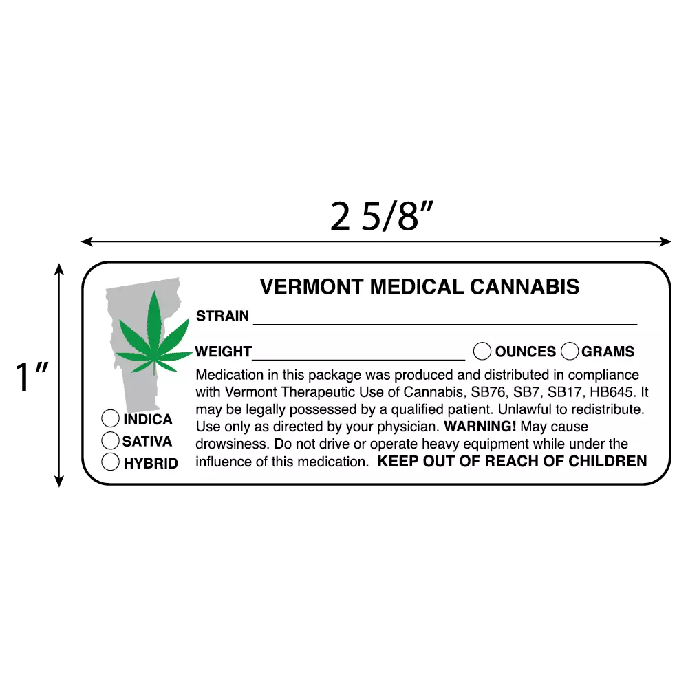Vermont Medical Marijuana Compliant Labels