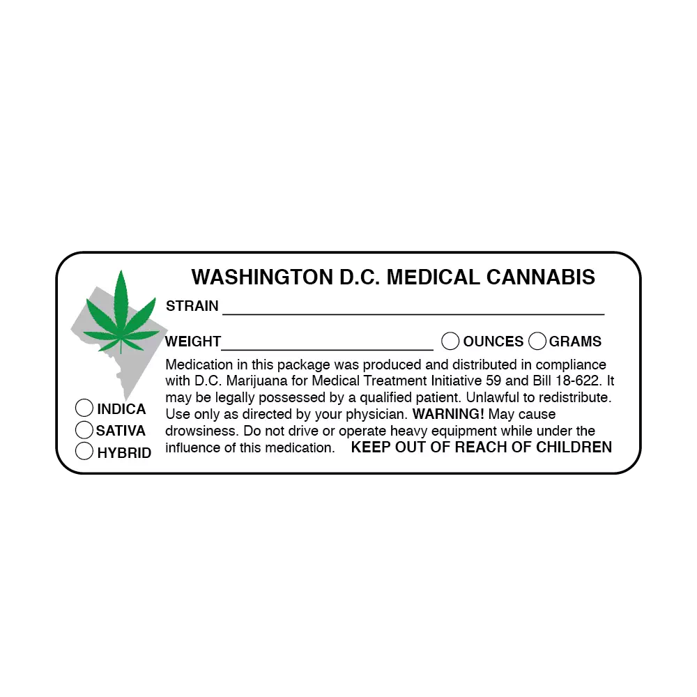 Washington DC Medical Marijuana Compliant Label