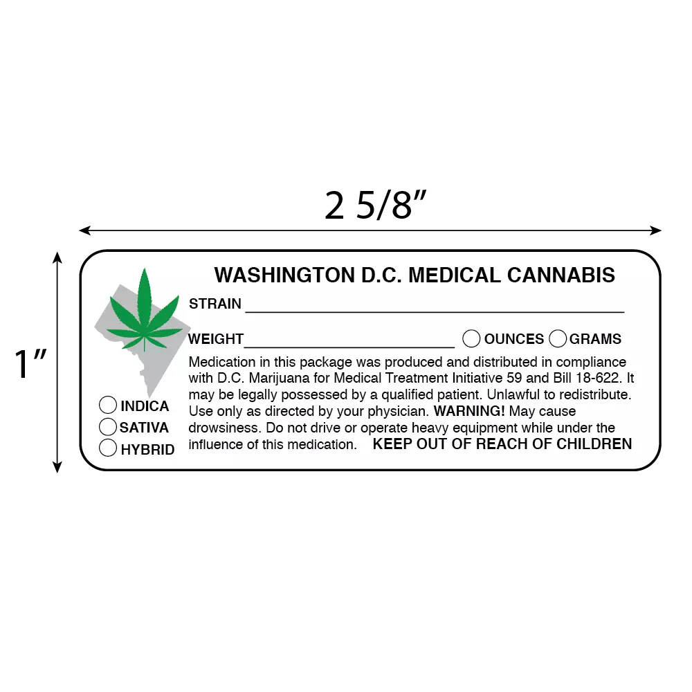 Washington DC Medical Marijuana Compliant Label