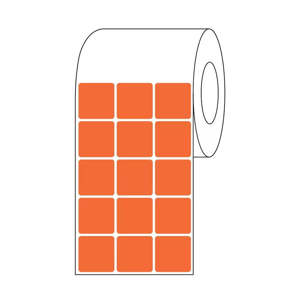 Direct Thermal Slide Label, 7/8" x 7/8", 3 Across Orange