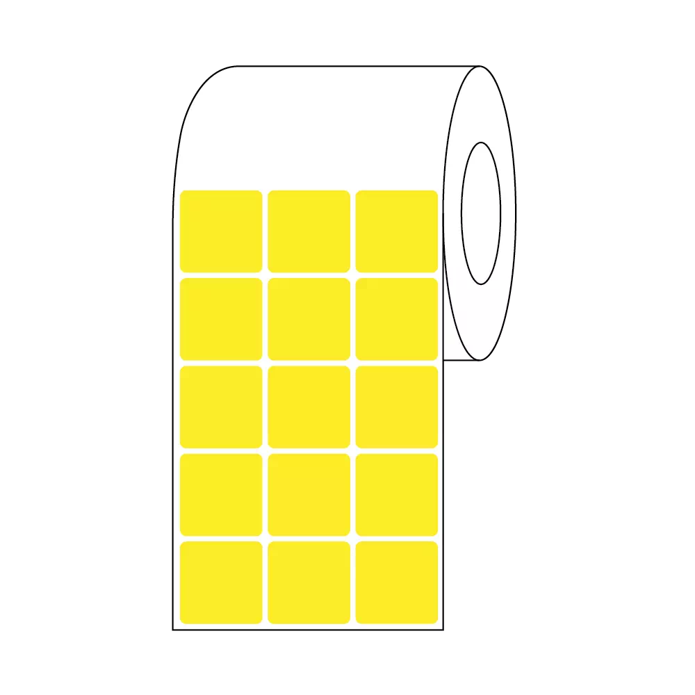 Direct Thermal Slide Label, 7/8" x 7/8", 3 Across Yellow
