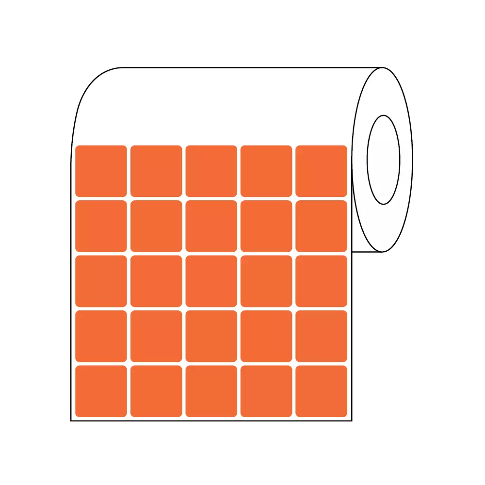 Direct Thermal Slide Label, 7/8" x 7/8", 5 Across Orange