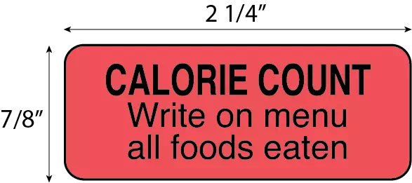 Calorie Count - Write on Menu all Foods Eaten