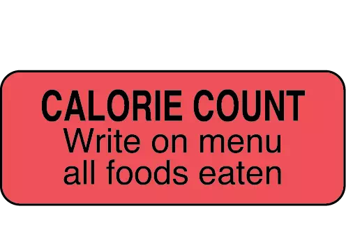 Calorie Count - Write on Menu all Foods Eaten