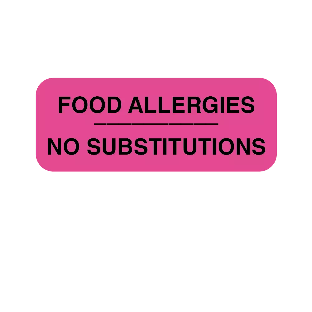 Food Allergies No Substititions