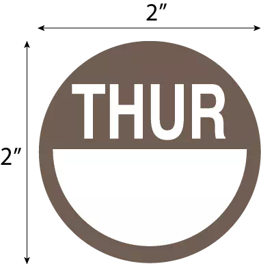 Thursday DaySpots Label, Brown  - 2" - 500/Roll