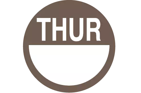 Thursday DaySpots Label, Brown  - 2" - 500/Roll