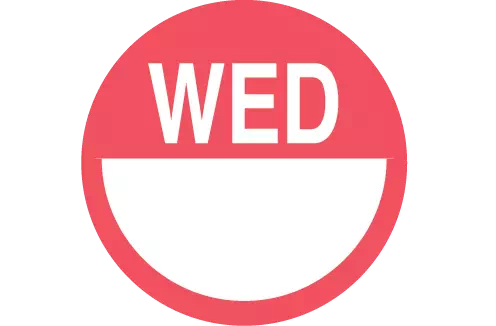Wednesday DaySpots Label, Red - 2" - 500/Roll