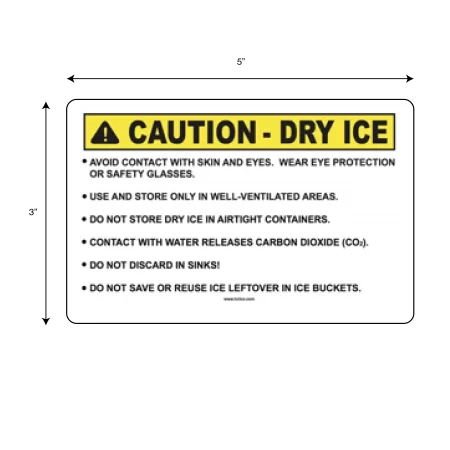 "Caution Dry Ice" Warning Labels 5ct