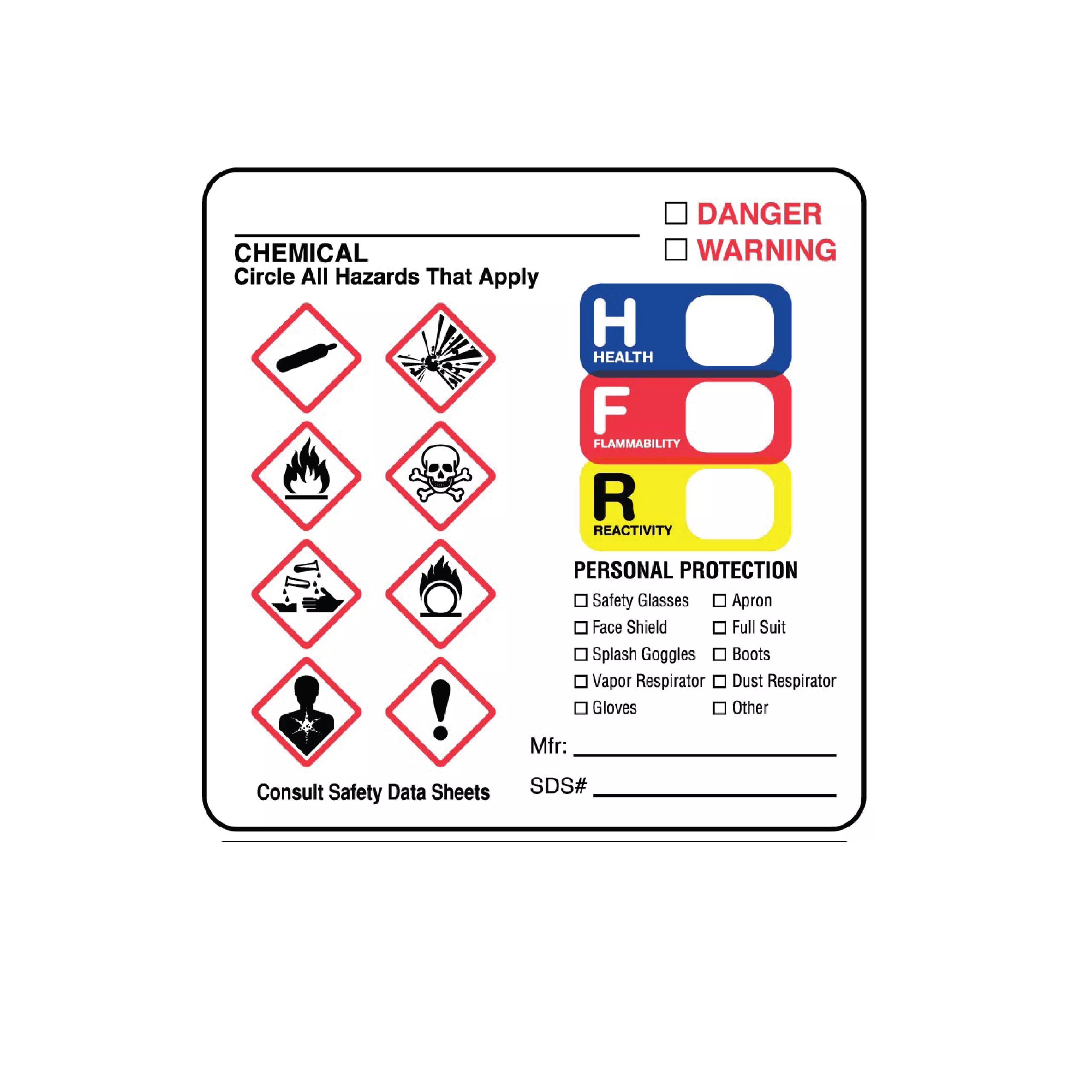 GHS Label - Chemical Circle All Hazards That Apply