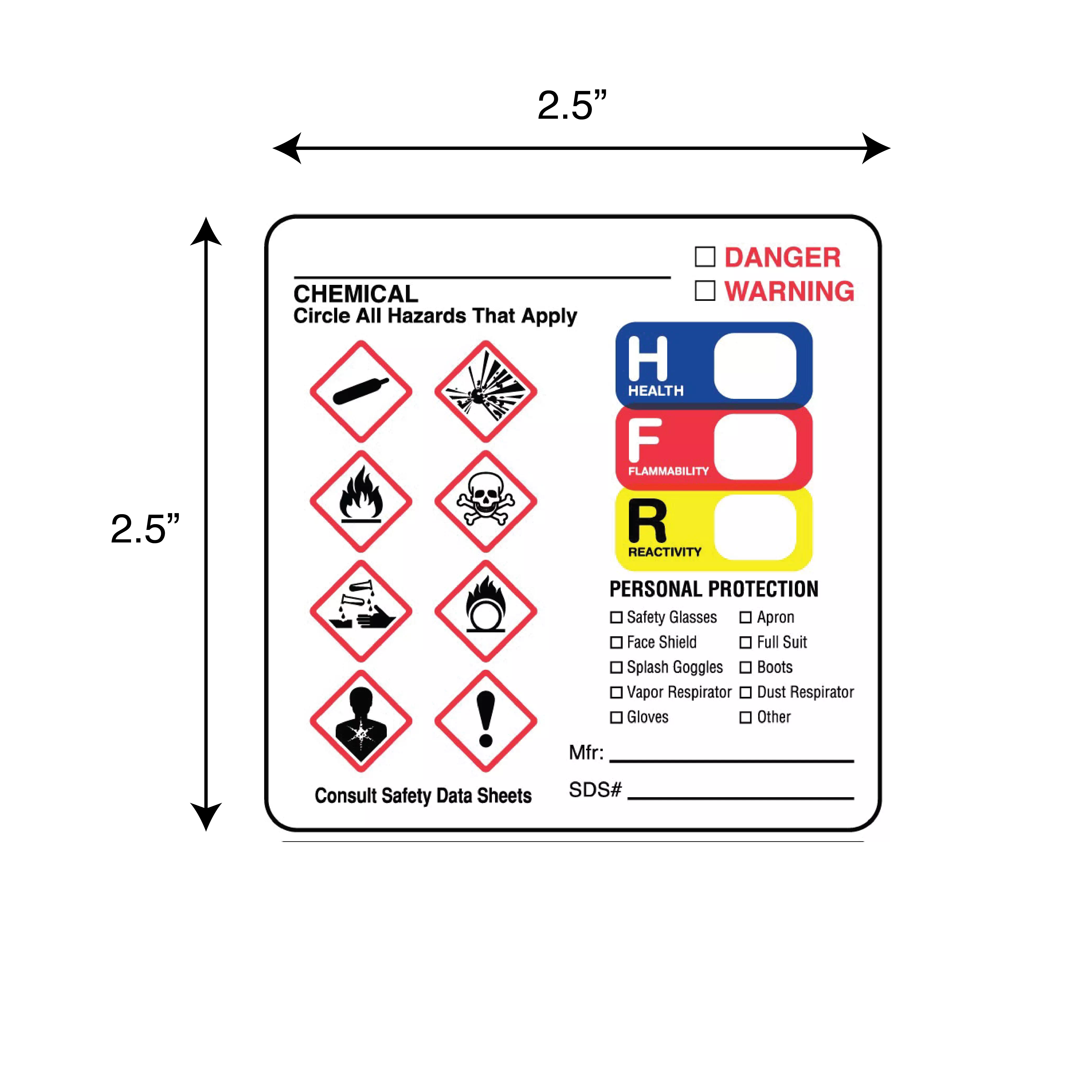 GHS Label - Chemical Circle All Hazards That Apply
