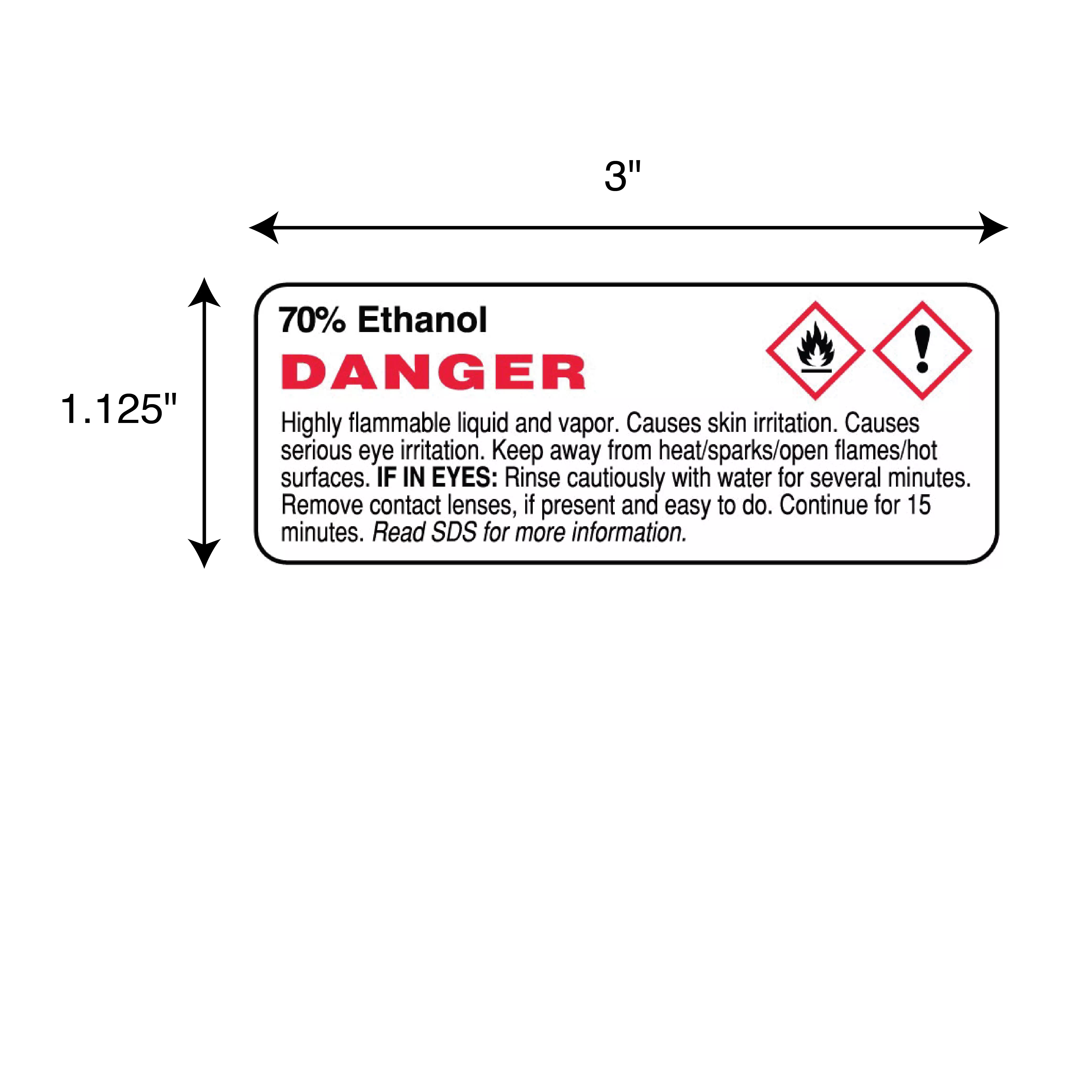 GHS Label - 70% Ethanol Danger