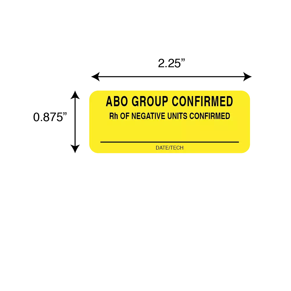 ABO GROUP CONFIRMED Rh OF NEGATIVE CONFIRMED / Date/Tech