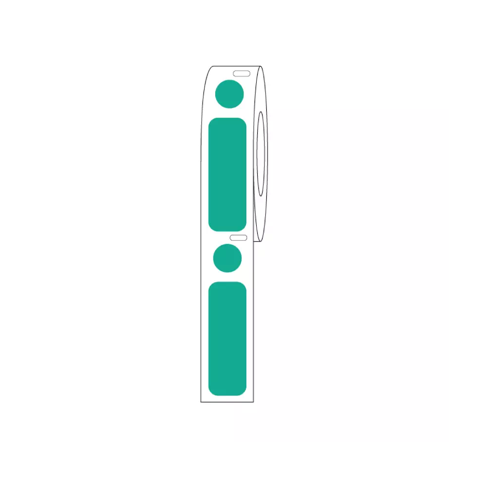 DIRECT THERMAL CRYO LABEL 38x13mm & 9.5mm Dot for 2.0ml Tubes/Vials Green