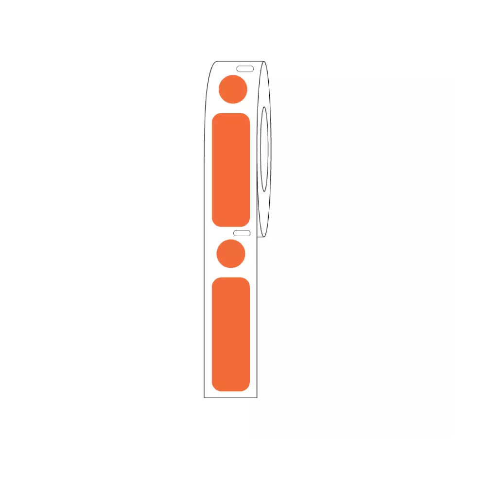 DIRECT THERMAL CRYO LABEL 38x13mm & 9.5mm Dot for 2.0ml Tubes/Vials Orange